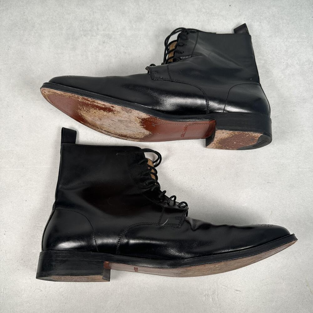 Cole Haan Boots Mens Size 10.5 Black Leather Lace Up Ankle Lionel Dress - Picture 8 of 14
